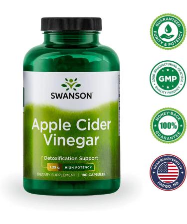 Swanson Apple Cider Vinegar 625 mg - 180 Capsules for Wellness & Digestive Support - Buy Online on GoSupps.com