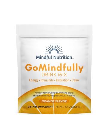GoMindfully Orange Super Calm Magnesium Powder Drink Mix for Hydration, Recovery, Immunity and Energy with Trace Minerals, Essential Vitamins, L-Theanine and B Vitamin Complex Orange 4.4 Ounce (Pack of 1)