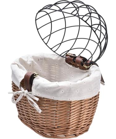 Cat Basket | Wicker Basket For Small Dog Cat Pet Carrier | Front Basket With Wire Mesh Cover | Detachable Pet Carrier | Pet Carrier Front Basket For Dog Puppy Cats - Buy Online on GoSupps.com
