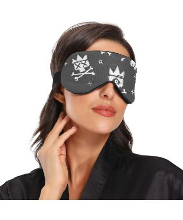 Unisex Haskirky Light Blocking Eye Mask - Breathable & Adjustable for Travel, Yoga, Meditation - Cartoon Skull Design - Buy Online on GoSupps.com