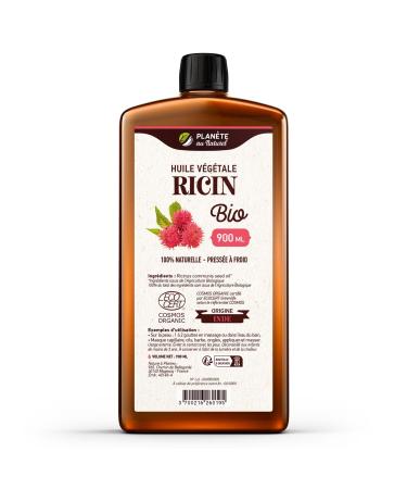 Organic CASTOR Oil 900 ml - Cosmos Organic - Planète au Naturel - 100% Natural and Cold Pressed - Skin, hair, eyelashes, etc.