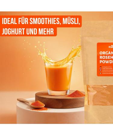 RheinNatur Organic Rose Hip Powder 1kg - 100% Organic - Rich in Vitamins Minerals and Antioxidants - Ideal for Smoothies Tea Cereals and More - 1000g Bag - Buy Online on GoSupps.com