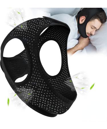 Mesh Anti-snoring mask Triangle with V-face Strap to Prevent snoring face Pressure Summer Female jaw Dislocation Male. (Black)