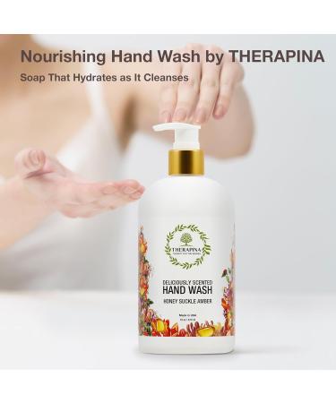 Luxury Vegan Aromatherapy Liquid Hand Soap | Moisturizing Aloe Vera & Honeysuckle Amber Scent | 16 Oz for Kitchen & Bathroom - Buy Online on GoSupps.com