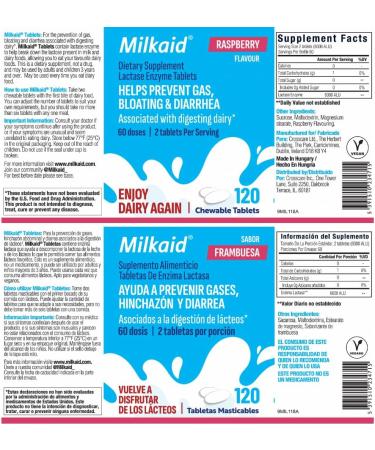 Milkaid Chewable Tablets & Max Capsules Bundle | Lactase Enzyme for Lactose Intolerance | Fast Acting Dairy Digestive Supplement | 120 Chewable Tablets & 60 Capsules - Buy Online on GoSupps.com