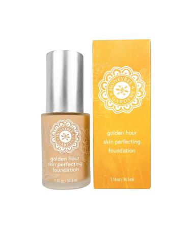 Honeybee Gardens Golden Hour Skin Perfecting Malibu (medium shade great for olive or Mediterranean skin tones) Liquid Foundation | Luxurious Golden Hour Radiance  34.5ml/1.16 fl oz