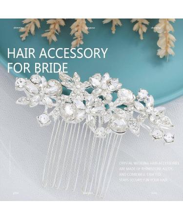 Olbye Rhinestone Wedding Hair Comb - Silver Crystal Bridal Headpiece for Brides and Bridesmaids - Buy Online on GoSupps.com