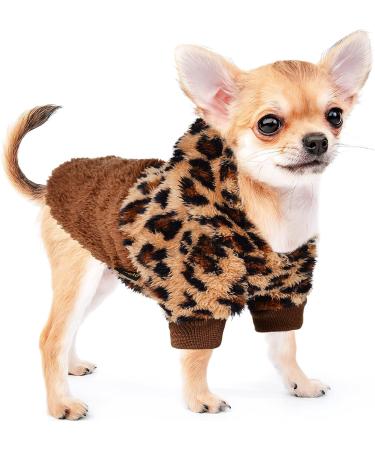 X-Small Leopard Dog Fleece Sweater for Chihuahua, Yorkie, and Small Dogs - Winter Clothes & Pajamas - Buy Online on GoSupps.com