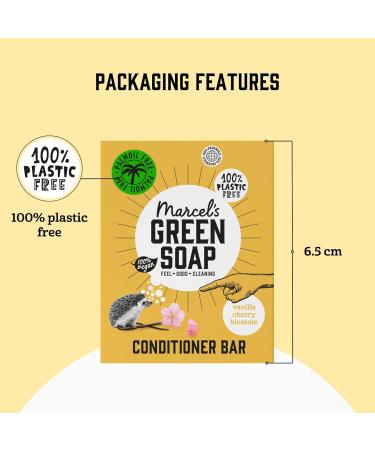 Marcel's Green Soap - Vanilla Cherry Conditioner - All Hair Types - Palm Oil Free - 100% Eco-Friendly - 100% Vegan - 97% Biodegradable - 60g - Buy Online on GoSupps.com