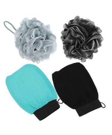 HAPINARY 2 Sets Bath Set Pouf Christmas Loofah Shower Ball Gloves for Cleaning Mens Body Scrub Shower Gloves Hair Towel Body Exfoliating Mitten Women Rayon Scrubber Take a Bath