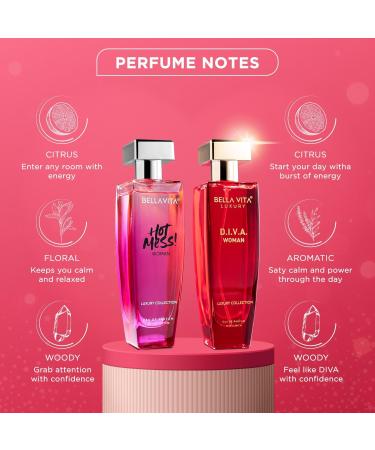 Bloom Beauty Bella Vita Luxury Hot & Classy Gift Set for Women 2 x 50Ml with Hot Mess D.I.V.A. Perfume|Floral Woody Long Lasting EDP Fragrance Scent - Buy Online on GoSupps.com