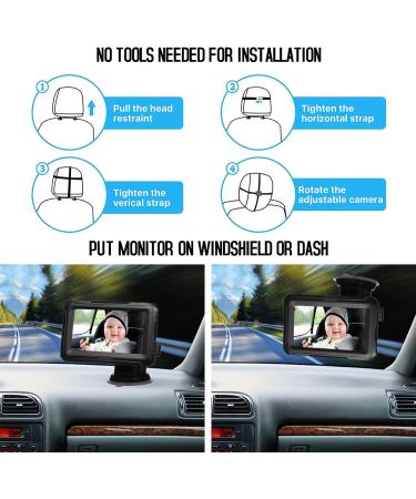 Mulcort Baby Car Mirror 1080P Baby Monitor with Camera and 4.3'' IPS Screen - Night Vision & Wide View Angle for Infants, Kids, Pets - Buy Online on GoSupps.com