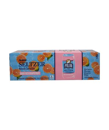Polar Seltzer Water Ruby Red Grapefruit 12 fl oz 12-Pack - Refreshing Citrus Sparkling Water - Buy Online on GoSupps.com