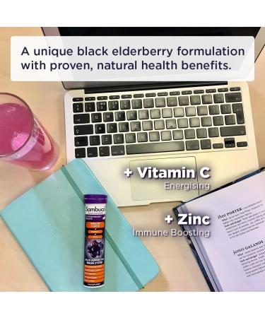 Sambucol Black Elderberry Effervescent Tablets 15 Count - 30g - Immune Support - Pack of 1 - Buy Online on GoSupps.com