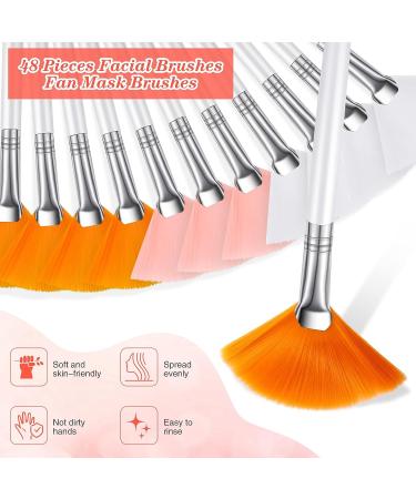 48 Pcs Fan Brushes Facial Applicator Kit | Multi-Use Makeup and Face Mask Brush Set for Women, Girls, Estheticians | Soft Peel Brush for Spa, Acid Mud, Cream Masques | Cleansing Tools - Pink, White, Yellow - Buy Online on GoSupps.com