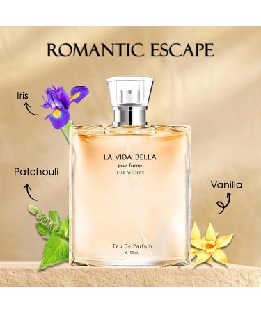 La Vida Bella Eau de Parfum Spray Perfume Fragrance For Women-Daywear Casual Daily Cologne Set with Suede Pouch- 3.4 Fl Oz Bottle Beauty Gift for Birthday Anniversary - Buy Online on GoSupps.com