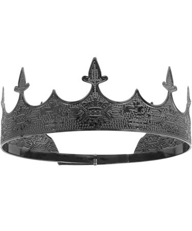 Bridal Baroque King Crown Metal Vintage Black Crown Men Headband Male Crown Stage Performance Crown Decorative Headdress for Cosplay Decorative Crown