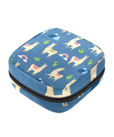 Alpaca Cactus Rainbow Sanitary Napkin Storage Bag Menstrual Pad Bag Portable Menstrual Period Sanitary Pouch Zipper Tampons Collect Bags for Teen Girls Women Ladies Color 12
