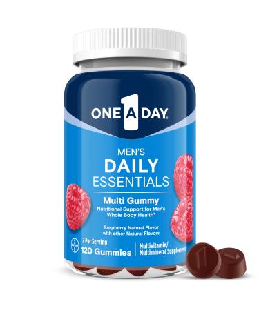 One A Day Men s Daily Essentials Multivitamin Gummies Multivitamin for Men Bone Health Zinc Raspberry Natural Flavor 120 Gummies 120 Count (Pack of 1) New Gummies