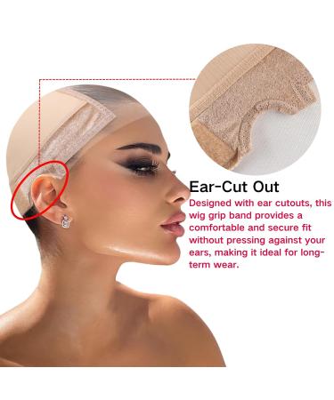 Lace Wig Grip Cap for Women - 4x5 Transparent Swiss Lace Non-Slip Wig Gripper Light Brown Stocking Dome Cap with Built-In Elastic Headband - Buy Online on GoSupps.com