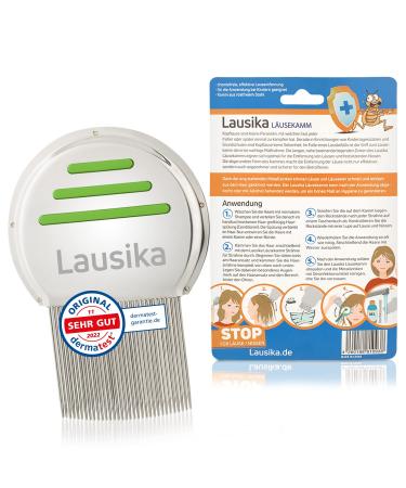 Original lice comb from Lausika made of metal for children and adults nit comb against lice. Green