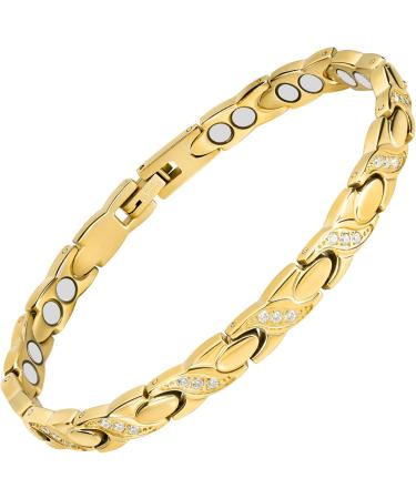 Magnetrx Ultra-Strong Magnetic Tape for Women - Adjustable Gold Bracelet with Crystal & Size Tool | Double Magnet Stainless Steel - Buy Online on GoSupps.com