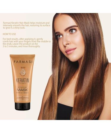 FARMASi Professional Keratin Therapy Hair Mask - Repair & Restore for Dry, Damaged, Color-Treated Hair - 6.7 fl. oz / 200 ml - Buy Online on GoSupps.com