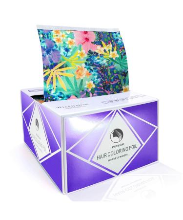 Vellen Hair Embossed Aluminium Hair Foil Sheets, Hair Foils for Highlighting, Non-slip Textured - 500 Sheets - Flower Power - 15 Micron