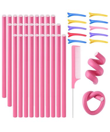 HLKQAO Foam Hair Rollers 30 Pcs Hair Curlers Rods set Flexible Lightweight Soft Foam Styling Hair Rollers Hair Styling Curling Sticks for Hair Salon or DIY Styling Hairdressing Rollers C-12mm*30pcs+Clips*10pcs