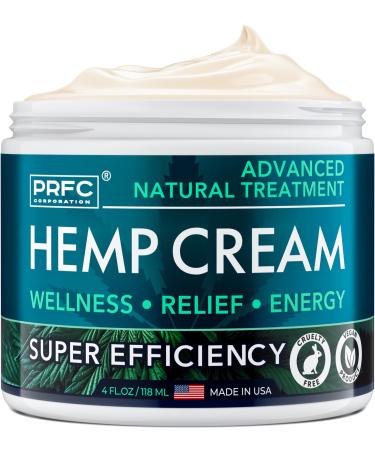 Hemp Cream for Nerve Pain Relief - Made in USA - Natural Hemp Extract Cream with Arnica & Menthol - for Discomfort in Knees, Joints and Lower Back - Extra Strength Cream for Instant Results - 4 oz