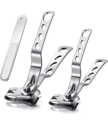 3 Pieces Nail Clippers File Kit 360-Degree Rotating Head Stainless Steel Toenail Fingernail Toe Clippers Cutters for Hand Foot Care Manicure Tool