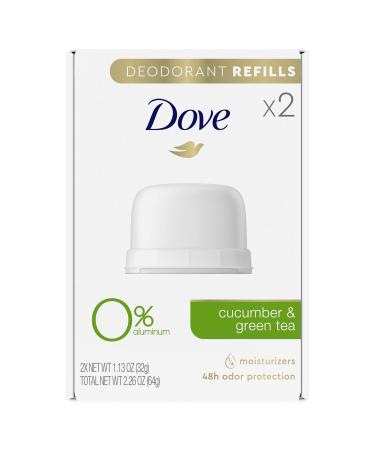 Dove Deodorant Refills Refill Kit 0% Aluminum Cucumber & Green Tea Aluminum Free Deodorant 1.13 oz Cucumber Green Tea 1.13 Ounce (Pack of 1)
