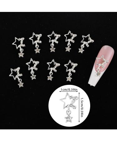 10 Pcs Shiny Crystal Nail Charms - Silver Diamonds 3D Rhinestones for Nail Art Designs - Buy Online on GoSupps.com