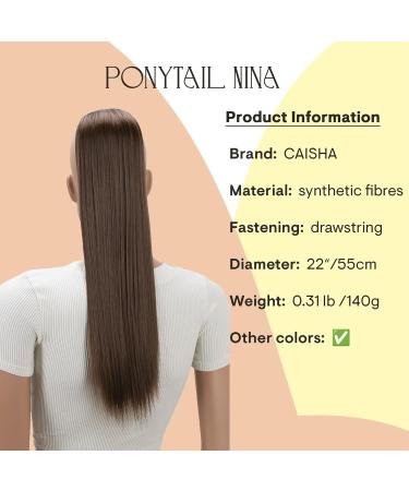 CAISHA 22 Synthetic Fiber Straight Ponytail Extension in Light Brown #12 - Heat-Resistant Hairpiece PH506 - Buy Online on GoSupps.com