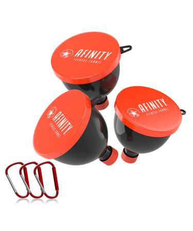 Afinity Protein Funnel – Powder Funnel - Protein Powder Funnel/Perfect for Post Workout Supplements - 3 Pack RED & BLACK