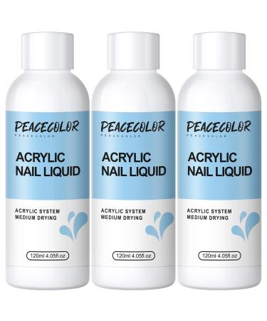 PEACECOLOR 3PC 120ML Acrylic Liquid Monomer Set for Acrylic Nails Liquid Non-Yellowing Formula for Acrylic Nails Application Nail Extension & Nail Carving DIY at Home Beauty Gifts color 173