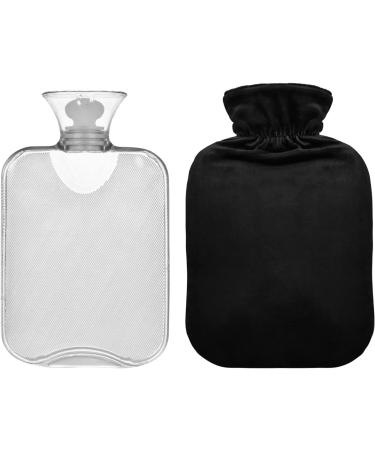 Black Hot Water Bottle with Cover - 2L Heating Bag for Pain Relief | Hand & Feet Warmer for Adults | International Shipping Available - Buy Online on GoSupps.com