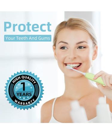 7am2m Electric Toothbrush for Adults Sonic Toothbrush with 8 Brush Heads Travel Case Rechargeable Electric Power Toothbrush with 2 Minutes Build in Smart Timer (Green) Green With Travel Case - Buy Online on GoSupps.com