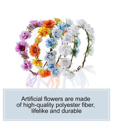 Cinaci 8 Pack Boho Flower Crown Headbands for Wedding Party - Handmade Sunflower, Daisy, Rose Tiara Garland - Adjustable Headpiece for Women, Brides, Bridesmaids, Girls, Teens - Buy Online on GoSupps.com
