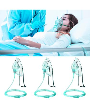 Adult Oxygen Mask with 6.6' Tubing & Adjustable Strap - Size L Green (3 Pack) - Buy Online on GoSupps.com