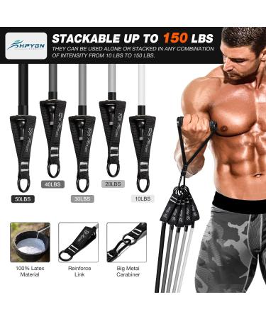 HPYGN Resistance Bands Set - 150lb, 200lb, 250lb Exercise Bands with Handles - 5 Tube Fitness Bands for Muscle Training - Portable Bag and Ankle Straps Included - Buy Online on GoSupps.com