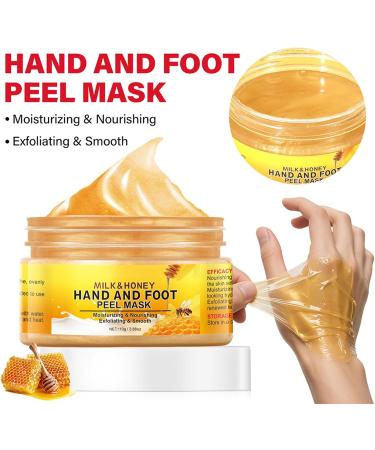 Lot de 2 masques exfoliants pour les mains et les pieds au lait de miel nourrit et hydrate les peaux s ches et rugueuses limine doucement les peaux mortes pour les mains craquel es et s ches | - Buy Online on GoSupps.com