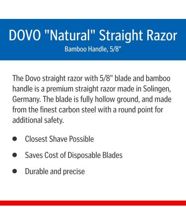 DOVO Natural Straight Razor with Bamboo Handle - Premium 1.6 cm Carbon Steel for a Smooth Shave | Buy Internationally - Buy Online on GoSupps.com