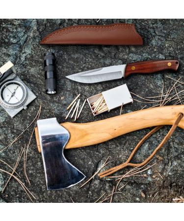 Coosnug D2 Sharp Survival Knife with Leather Bag - Ergonomic Rosewood Handle for Outdoor Camping - Buy Online on GoSupps.com