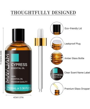 MAYJAM Cypress Essential Oil 100ML - Premium Cypress Oil for Diffuser & Humidifier | DIY Home & Wardrobe Freshener (Pack of 1) - Buy Online on GoSupps.com