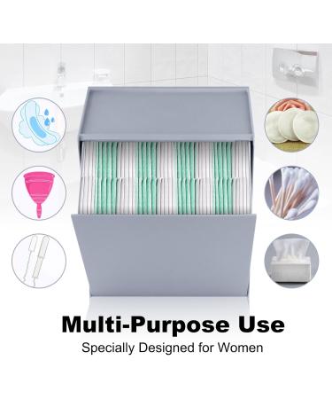 Gray Plastic Storage Box for Women's Bandages & Bathroom Organizers | Tampon & Pad Holder 20.3x12.5x24 cm - Buy Online on GoSupps.com