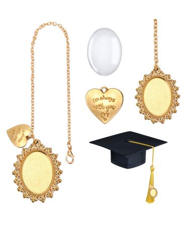 Class of 2023 College Gifts Custom Graduation Cap Tassel 2023 Oval Antique Photo Charm I Always with You Memorial Photo Charm to Wear on Cap in Memory for Graduation(1 Piece)