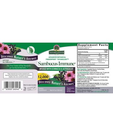 Natureâ€™s Answer Sambucus Immune with Echinacea & Astragalus | 12000 mg - 4 fl oz - Buy Online on GoSupps.com