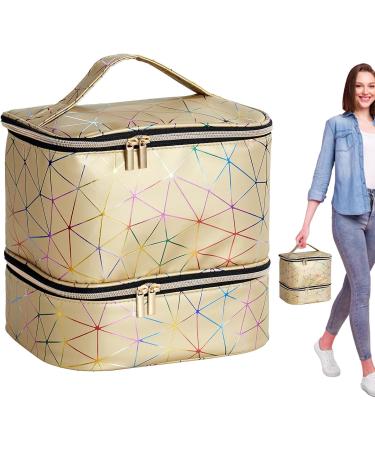 Nail Kit Organizer - Nail Polish Carrying Bag - Nail Storage Organizer Sponge Partitions Nail Polish Bag Organizer Sturdy Handle for Nail Polish Gold - Buy Online on GoSupps.com