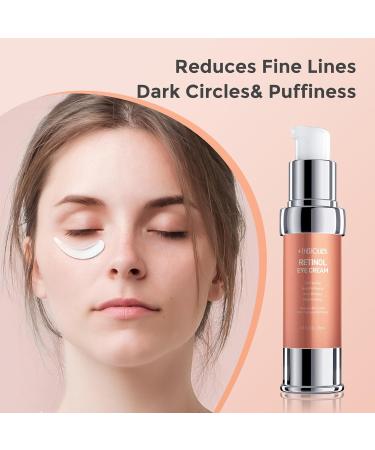 Retinol Eye Cream for Dark Circles & Puffiness | Anti-Aging Under Eye Cream with Hyaluronic Acid Collagen & Retinol - Reduce Fine Lines & Wrinkles (0.7oz - Buy Online on GoSupps.com